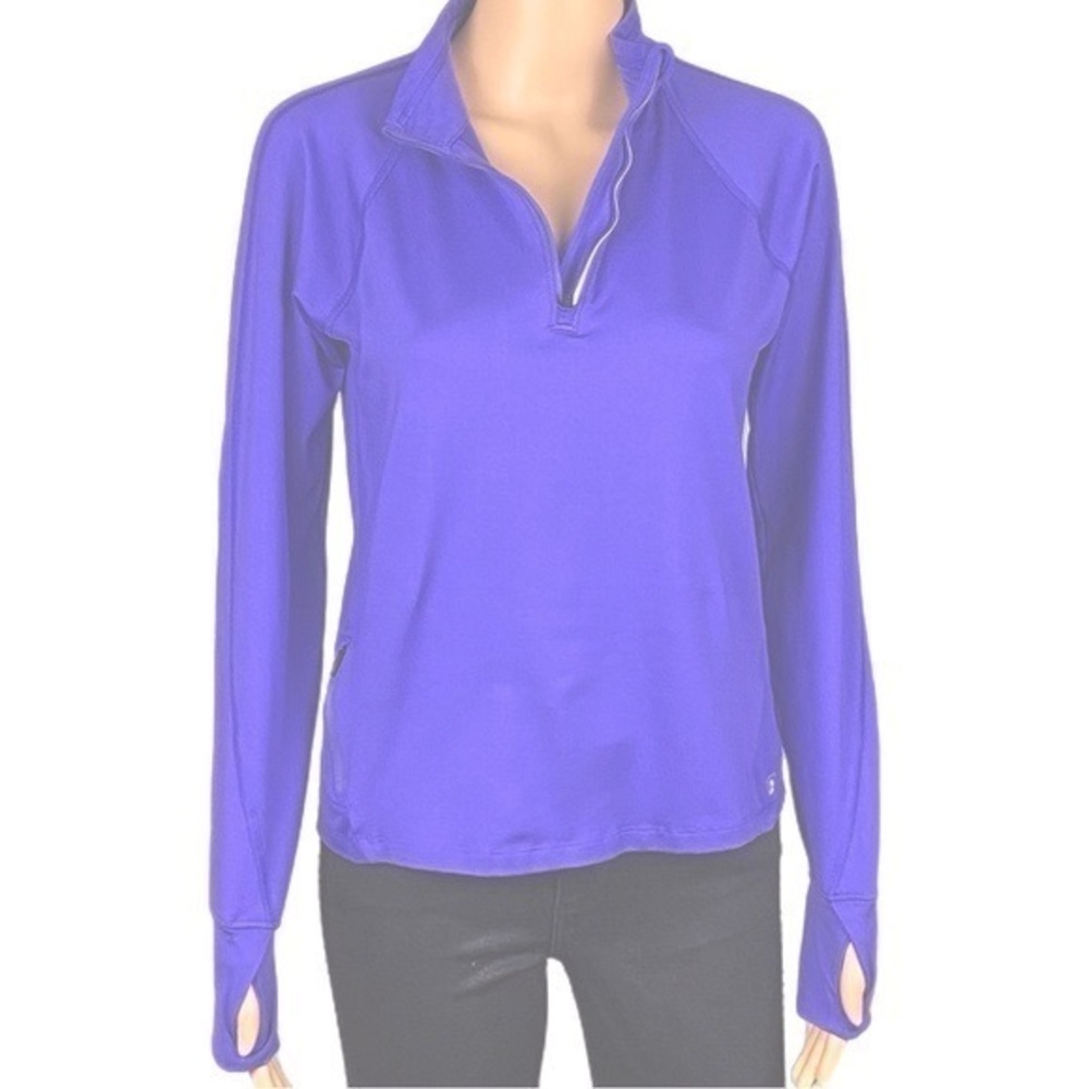 EASTERN MOUNTAIN SPORTS “Techwick” purple 1/2 zip with thumbholes. Small. EUC